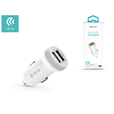 Devia Devia Smart Dual USB szivargyújtós töltő adapter - Devia Smart Series Car Charger - 5V/3,1A - white mobiltelefon kellék