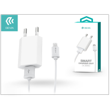 Devia Devia Smart USB hálózati töltő adapter + micro USB adatkábel 1 m-es vezetékkel - 5V/1A - Devia Smart Charger Suit - white tablet kellék