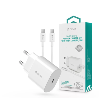 Devia Smart Series ST383373 USB-C Hálózati töltő + USB-C kábel - Fehér (25W) mobiltelefon kellék