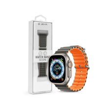 Devia ST381614 Apple Watch 38/40/41mm szürke/narancs szilikon sport szíj okosóra kellék