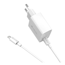 Devia USB-C hálózati töltő adapter + Type-C - lightning kábel fehér (346293 / E11) (d346293 / E11) mobiltelefon kellék