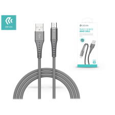 Devia USB - micro USB adat- és töltőkábel 1 m-es vezetékkel - Devia Pheez Series Braid Cable - 5V/2.1A - silver mobiltelefon kellék
