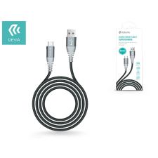 Devia USB töltő- és adatkábel 1,5 m-es vezetékkel - Devia Shark Braid Cable Huawei Supercharge Type-C USB 5.0A - black kábel és adapter