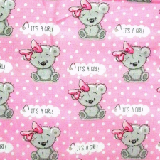 Diaper GIRL, lány macis textilpelenka - rózsaszín pöttyös mosható pelenka