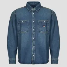 DICKIES Hosszú ujjú ingek MECHANIC DENIM SHIRT LS KHAKI TINTED BLUE Kék EU L