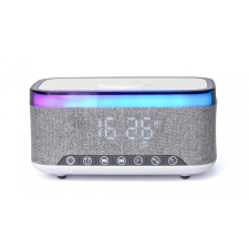 Digitális ébresztőóra vezeték nélküli töltéssel, DAB/FM rádió RGB fehér-szürke ébresztőóra
