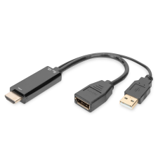 Digitus AK-330101-002-S USB/HDMI apa - DisplayPort anya Adapter kábel és adapter