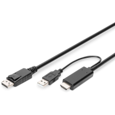 Digitus AK-330111-020-S USB/HDMI - DisplayPort kábel 2m - Fekete kábel és adapter