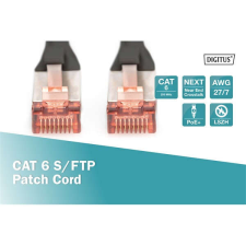 Digitus CAT6 S-FTP Patch Cable 0,5m Black DK-1644-005/BL kábel és adapter