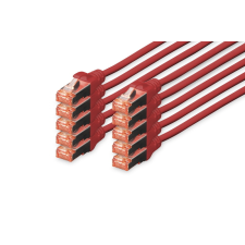 Digitus S/FTP CAT6 Patch Kábel 0.25m Piros (10 db) kábel és adapter