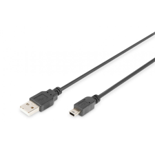 Digitus USB 2.0 connection cable type A-mini B 3m Black kábel és adapter