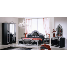 Dima DI Sara hálószoba - fekete-ezüst, 160x200 cm ággyal, 4-ajtós szekrénnyel bútor