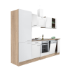 Dinewell Yorki 280 konyhablokk sonoma tölgy korpusz,selyemfényű fehér front alsó sütős elemmel polcos szekrénnyel