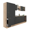 Dinewell Yorki 300 konyhablokk sonoma tölgy korpusz,selyemfényű antracit fronttal polcos szekrénnyel