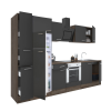 Dinewell Yorki 300 konyhablokk yorki tölgy korpusz,selyemfényű antracit front alsó sütős elemmel felülfagyasztós hűtős szekrénnyel