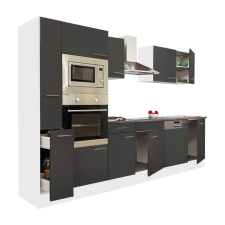 Dinewell Yorki 310 konyhablokk fehér korpusz,selyemfényű antracit fronttal bútor