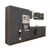 Dinewell Yorki 360 konyhablokk yorki tölgy korpusz,selyemfényű antracit fronttal polcos szekrénnyel