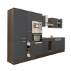 Dinewell Yorki 370 konyhablokk yorki tölgy korpusz,selyemfényű antracit fronttal polcos szekrénnyel