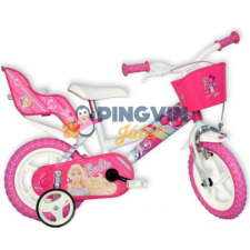 Dino Bikes Barbie rózsaszín-fehér kerékpár 12-es méretben barbie baba