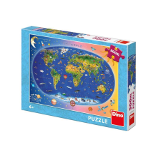 Dino Bikes Puzzle 300 db XL - világtérkép gyerekeknek puzzle, kirakós