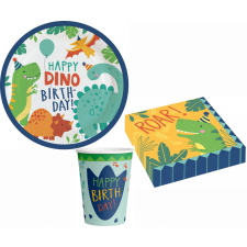 Dinoszaurusz Dino-Mate, Dinoszaurusz party szett 32 db-os 23 cm-es tányérral party kellék
