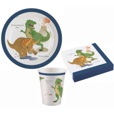 Dinoszaurusz Happy party szett 36 db-os 23 cm-es tányérral party kellék