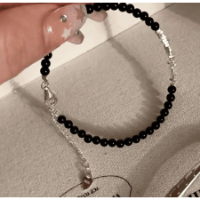 Diora állítható karkötő, "Geometric Beads" modell, fekete színű karkötő