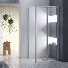 Diplon 90x90 cm szögletes harmonika ajtós zuhanykabin, 6 mm edzett üveggel, 185 cm magas kád, zuhanykabin