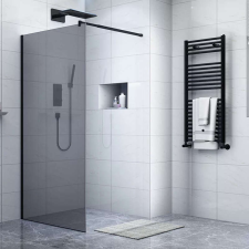 Diplon Walk-in 120 cm széles zuhanyfal matt fekete kerettel, 8 mm vastag edzett szürke üveggel, 1... kád, zuhanykabin