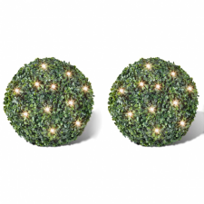 Discontmania VID 2 db buxus labda napelemes fényfüzérrel 35 cm karácsonyfa izzósor