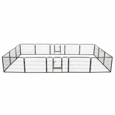 Discontmania VID fekete színű acél kutyakennel 16 panelből 60 x 80 cm szállítóbox, fekhely kutyáknak