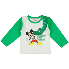 Disney fiú Hosszú ujjú Póló - Mickey  #zöld-fehér - 80-as méret