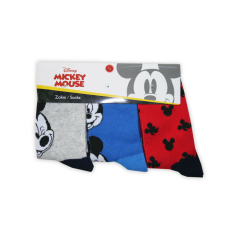 Disney Gyerek pamut bokazokni - 3 pár - Mickey egér - szürke-középkék-piros - 27-30 gyerek zokni