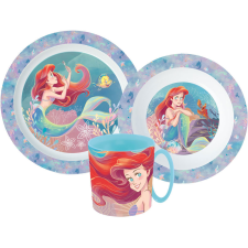 Disney Hercegnők Ariel étkészlet, micro műanyag szett bögrével 350 ml party kellék