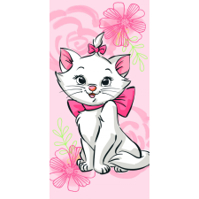 Disney Marie cica Pink Flower fürdőlepedő, strand törölköző 70*140cm lakástextília