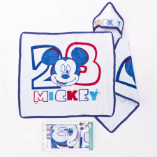 Disney Mickey egér baba kapucnis törölköző - pamut babatörölköző – fehér-sötétkék babatörülköző, kifogó