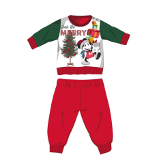  Disney Mickey egér téli vastag karácsonyi baba pizsama - pamut flanel pizsama - piros-zöld - 98