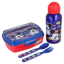 Disney Mickey egér - uzsonnás doboz Set, 400ml vizes palack, evőeszközök babaétkészlet