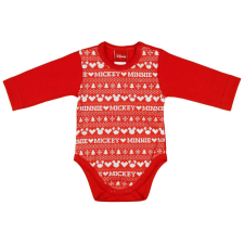 Disney Mickey és Minnie, sormintás hosszú ujjú Body - Karácsony #piros kombidressz, body