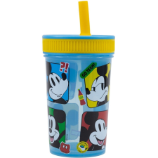 Disney Mickey Fun-Tastic szilikon szívószálas pohár 420 ml üdítős pohár