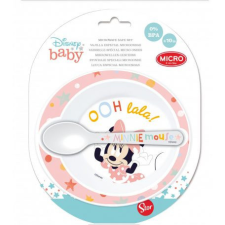 Disney Minnie baba micro mélytányér + kanál szett babaétkészlet