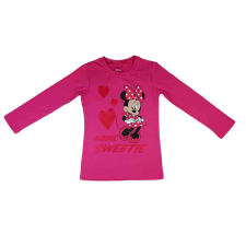 Disney Minnie csillámos, szíves hosszú ujjú lányka póló - 134-es méret, pink gyerek póló