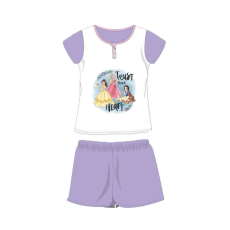 Disney Nyári rövid ujjú gyerek pamut pizsama - Disney Hercegnők - Trust your heart felirattal - világoslila - 104