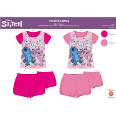 Disney Stitch pamut nyári együttes kislányoknak - póló-rövidnadrág szett - pink - 104