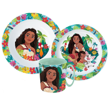 Disney Vaiana Lagoon étkészlet, micro műanyag szett bögrével 350 ml babaétkészlet