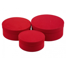  Díszdoboz szett kerek bársonyos piros 3 részes 392016 - Díszdoboz szettek dekorálható tárgy