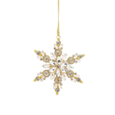  Díszes fenyőfa ékszer modell Hópehely, 10 cm, fém, arany karácsonyfadísz