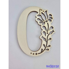 Díszes natúr lézervágott fa szám 6,5x5cm - 0 dekorációs kellék