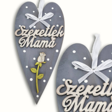  Díszített szív &quot;Szeretlek Mama&quot; szürke dekorációs kellék