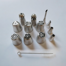  Díszítőcső készlet, 13 részes, fém sütés és főzés